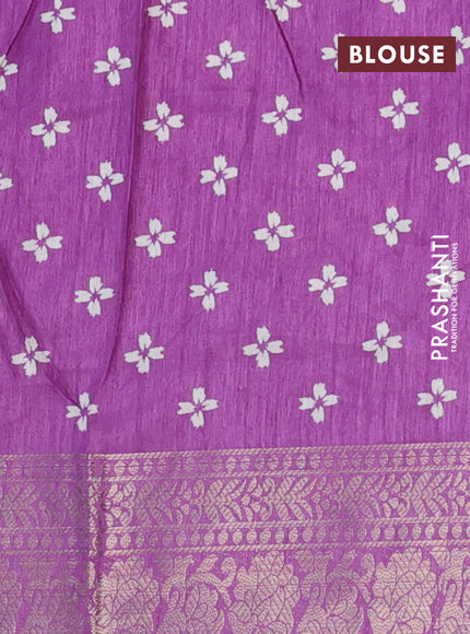 Semi dola saree purple shade with allover bandhani butta prints and zari woven border