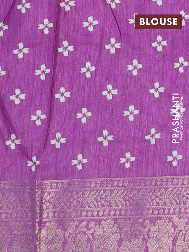 Semi dola saree purple shade with allover bandhani butta prints and zari woven border