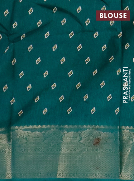 Semi dola saree green with allover prints and zari woven border