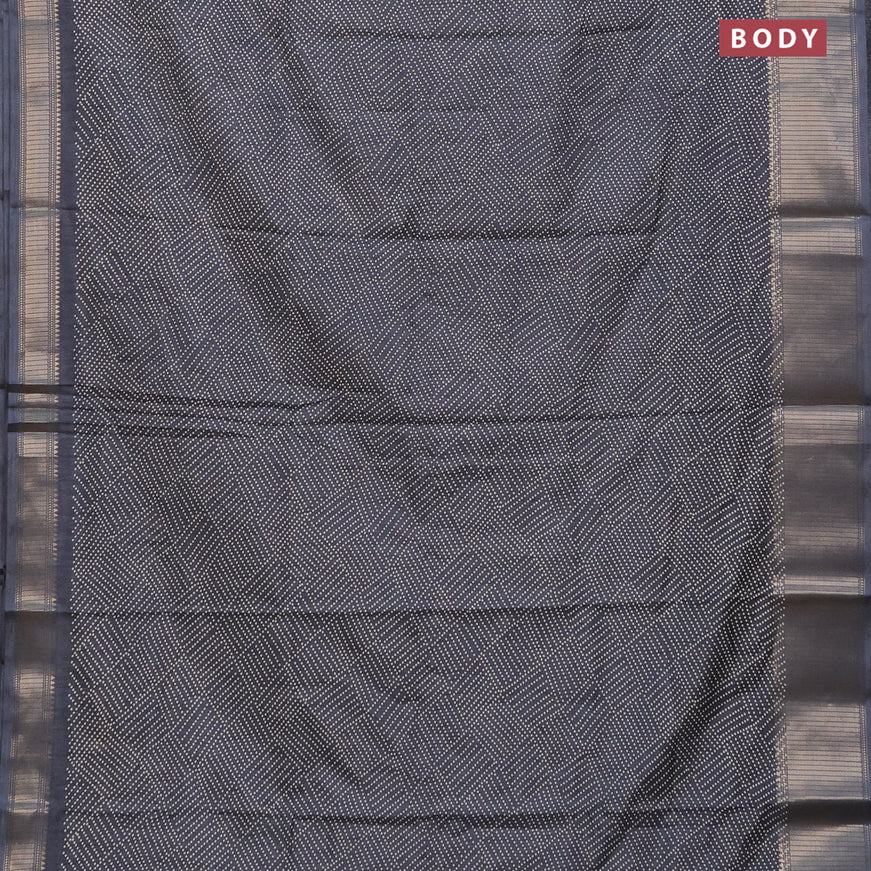 Semi dola saree elephant grey with allover bandhani prints and zari woven border