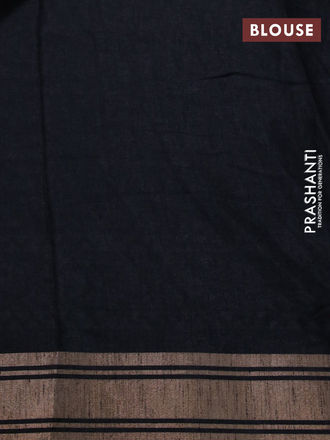 Semi matka tussar saree black with allover floral butta prints and zari woven border