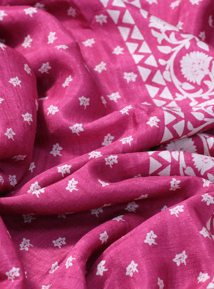 Semi matka tussar saree pink with allover floral butta prints and zari woven border