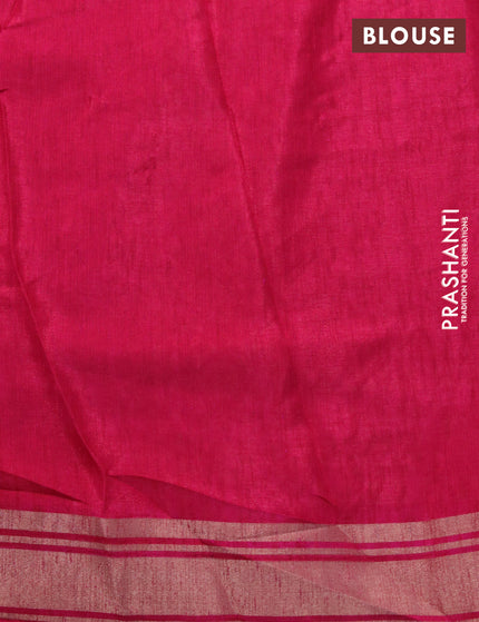 Semi matka tussar saree dark pink with allover floral butta prints and zari woven border