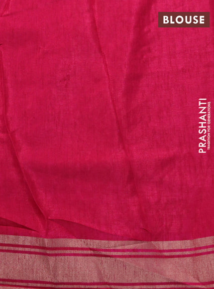 Semi matka tussar saree dark pink with allover floral butta prints and zari woven border