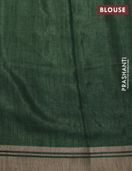 Semi matka tussar saree sap green with allover floral butta prints and zari woven border