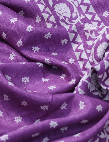 Semi matka tussar saree lavender shade with allover floral butta prints and zari woven border