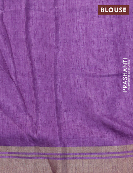 Semi matka tussar saree lavender shade with allover floral butta prints and zari woven border