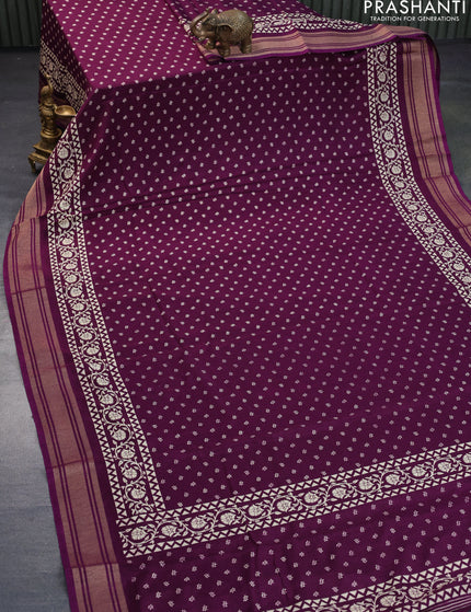 Semi matka tussar saree magenta pink with allover floral butta prints and zari woven border