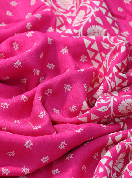 Semi matka tussar saree pink with allover floral butta prints and zari woven border