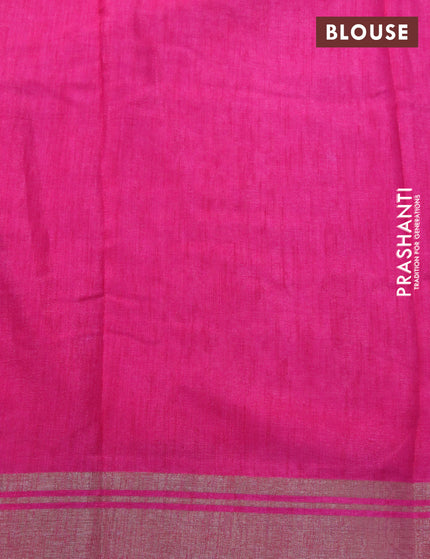 Semi matka tussar saree pink with allover floral butta prints and zari woven border