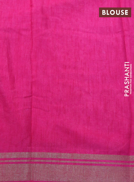 Semi matka tussar saree pink with allover floral butta prints and zari woven border