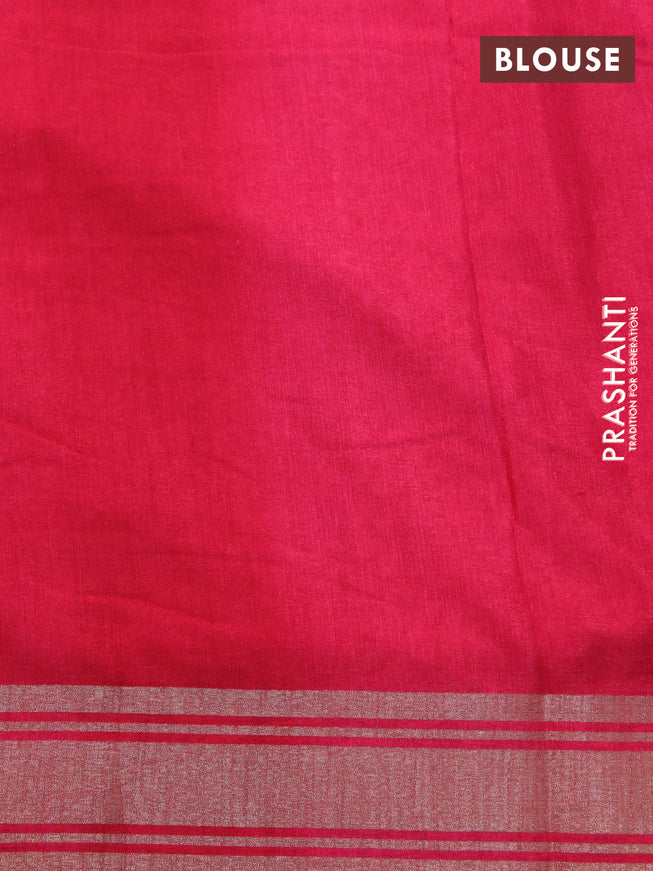 Semi matka tussar saree red with allover floral butta prints and zari woven border