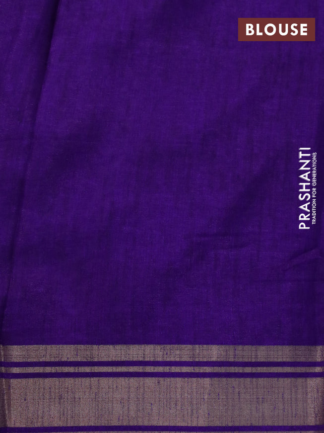 Semi matka tussar saree violet with allover floral butta prints and zari woven border