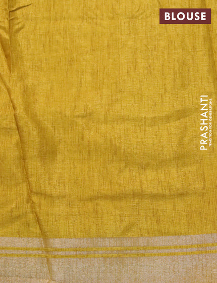 Semi matka tussar saree dark mustard shade with allover floral butta prints and zari woven border