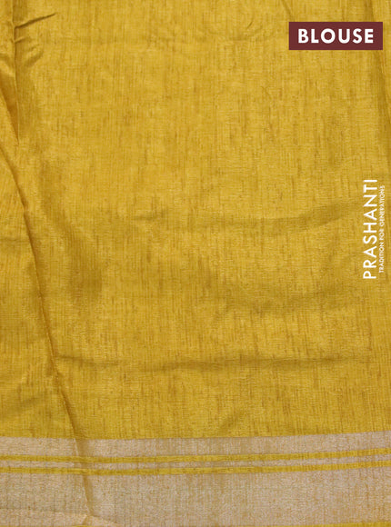 Semi matka tussar saree dark mustard shade with allover floral butta prints and zari woven border