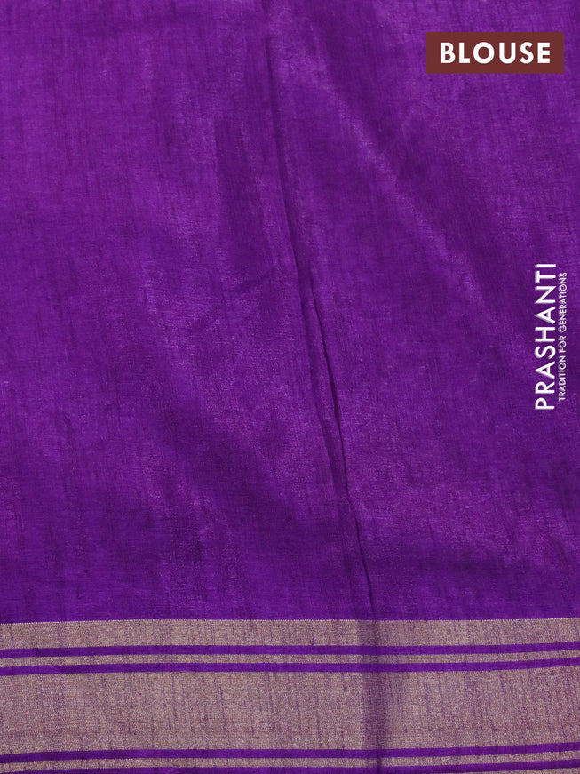 Semi matka tussar saree violet with allover floral butta prints and zari woven border