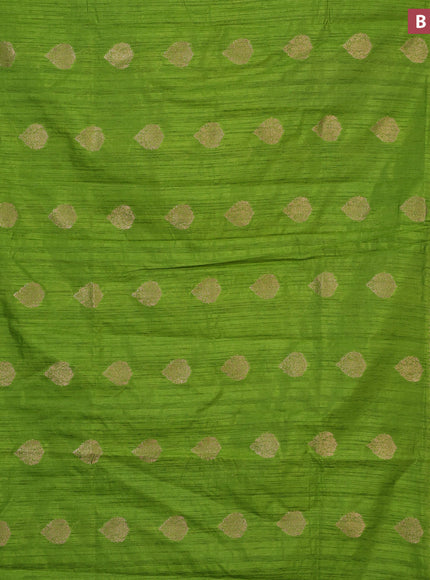 Banarasi semi matka silk saree light green with zari woven buttas and zari woven border