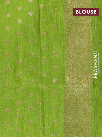 Banarasi semi matka silk saree light green with zari woven buttas and zari woven border