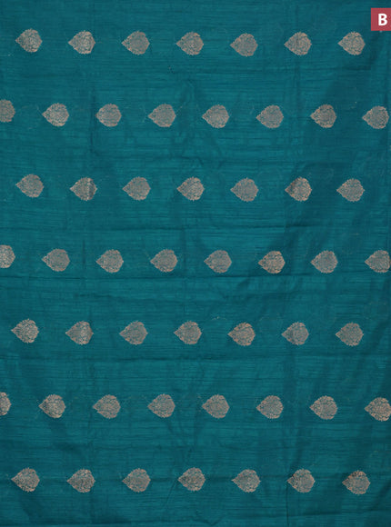 Banarasi semi matka silk saree cs blue with zari woven buttas and zari woven border