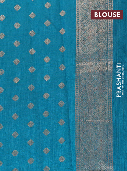 Banarasi semi matka silk saree cs blue with zari woven buttas and zari woven border