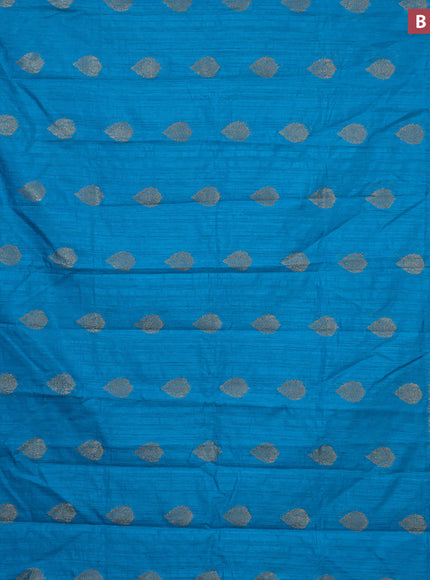 Banarasi semi matka silk saree cs blue with zari woven buttas and zari woven border