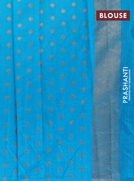 Banarasi semi matka silk saree cs blue with zari woven buttas and zari woven border