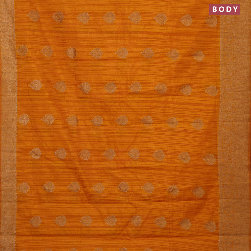 Banarasi semi matka silk saree mango yellow with zari woven buttas and zari woven border