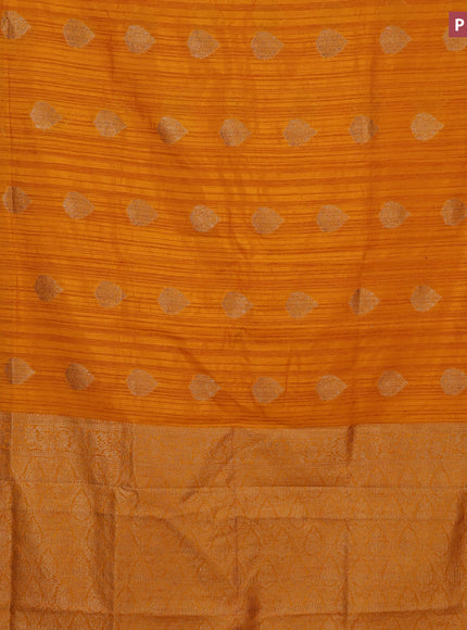 Banarasi semi matka silk saree mango yellow with zari woven buttas and zari woven border