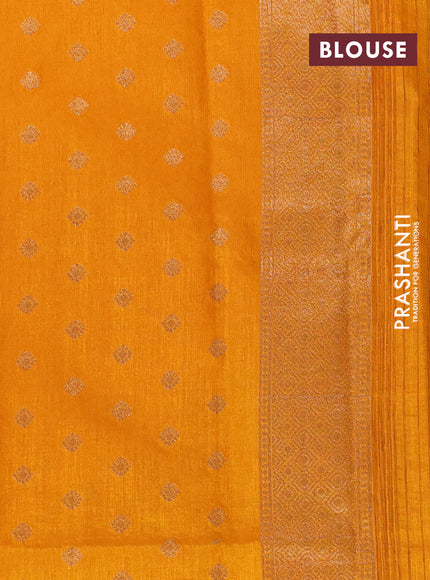 Banarasi semi matka silk saree mango yellow with zari woven buttas and zari woven border