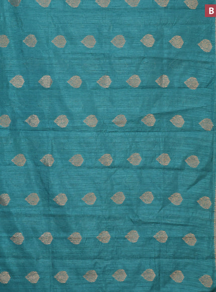 Banarasi semi matka silk saree teal green shade with zari woven buttas and zari woven border