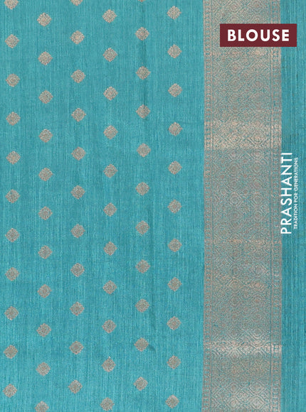 Banarasi semi matka silk saree teal green shade with zari woven buttas and zari woven border