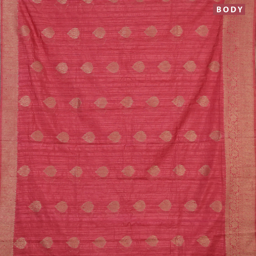 Banarasi semi matka silk saree rust shade with zari woven buttas and zari woven border