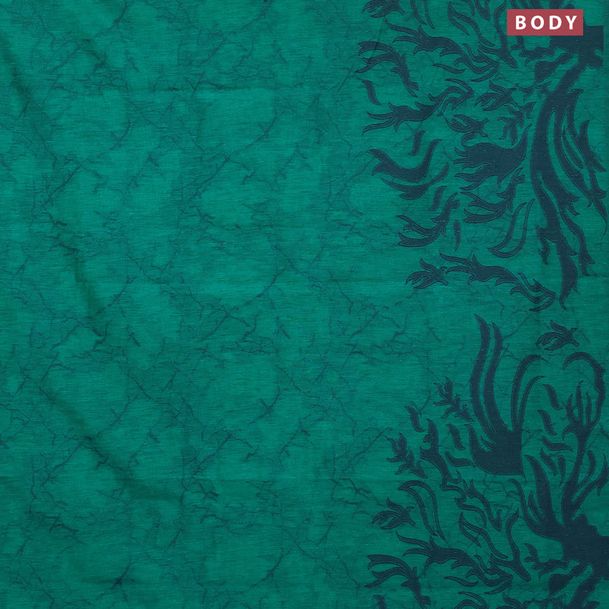 Banarasi semi matka silk saree green and blue with allover thread weaves in borderless style