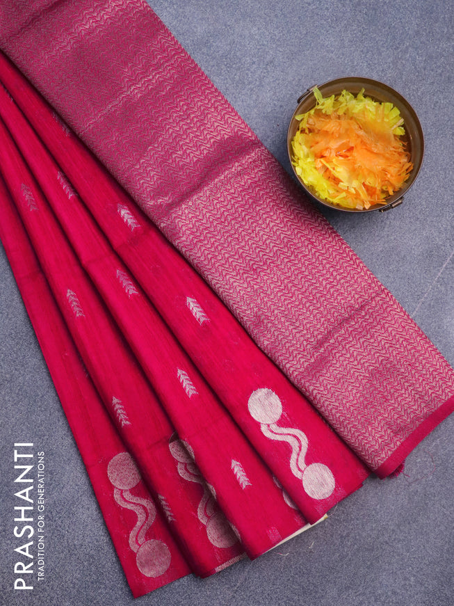 Banarasi semi matka silk saree pink with zari woven buttas and zari woven border