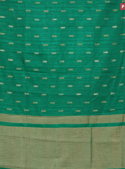 Banarasi semi matka silk saree green with zari woven buttas and zari woven border