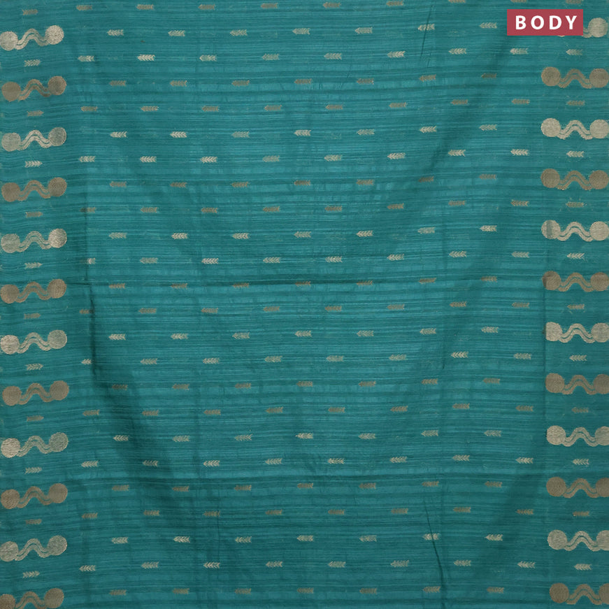 Banarasi semi matka silk saree teal green shade with zari woven buttas and zari woven border