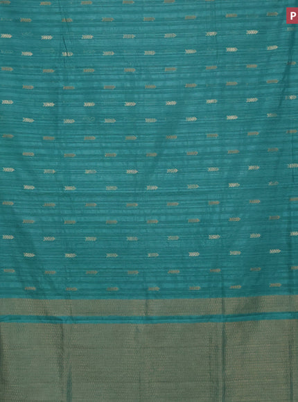 Banarasi semi matka silk saree teal green shade with zari woven buttas and zari woven border