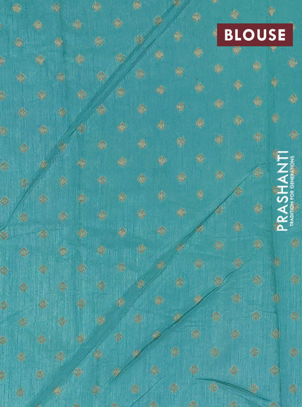 Banarasi semi matka silk saree teal green shade with zari woven buttas and zari woven border