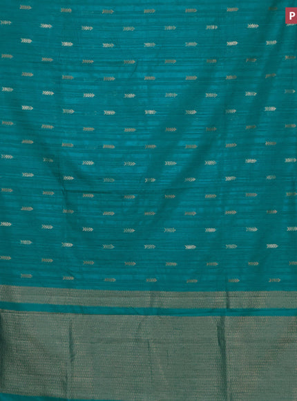 Banarasi semi matka silk saree teal blue with zari woven buttas and zari woven border