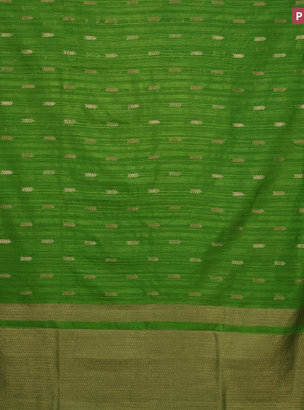 Banarasi semi matka silk saree light green with zari woven buttas and zari woven border