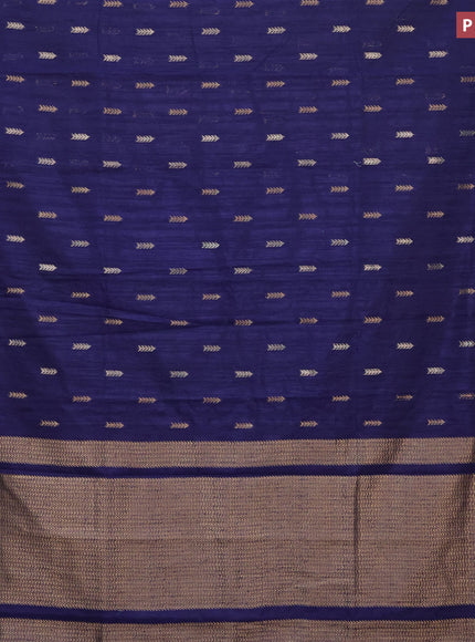 Banarasi semi matka silk saree dark blue with zari woven buttas and zari woven border