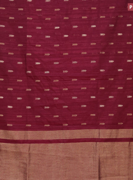 Banarasi semi matka silk saree wine shade with zari woven buttas and zari woven border