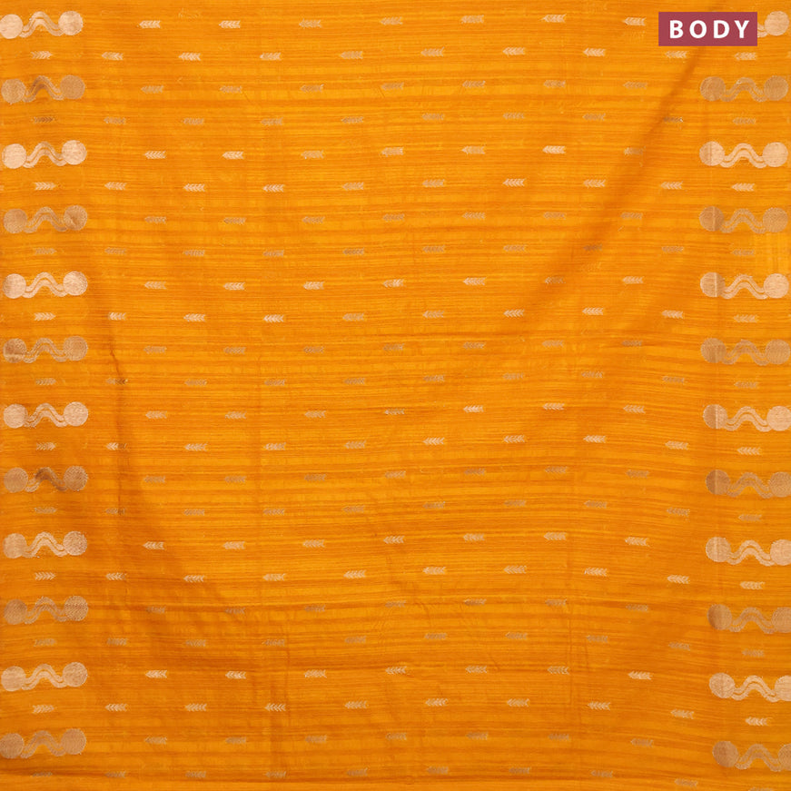 Banarasi semi matka silk saree mango yellow with zari woven buttas and zari woven border