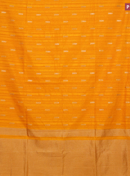 Banarasi semi matka silk saree mango yellow with zari woven buttas and zari woven border