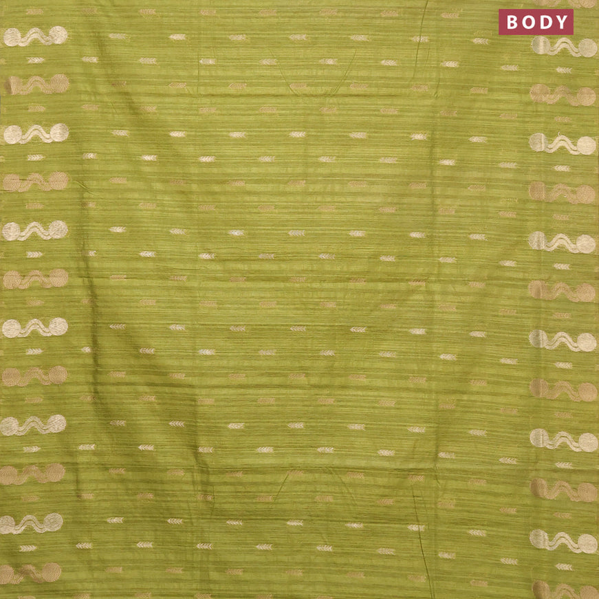 Banarasi semi matka silk saree light green with zari woven buttas and zari woven border