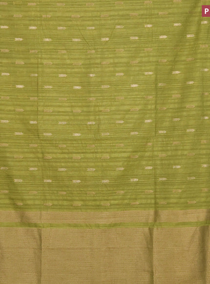 Banarasi semi matka silk saree light green with zari woven buttas and zari woven border