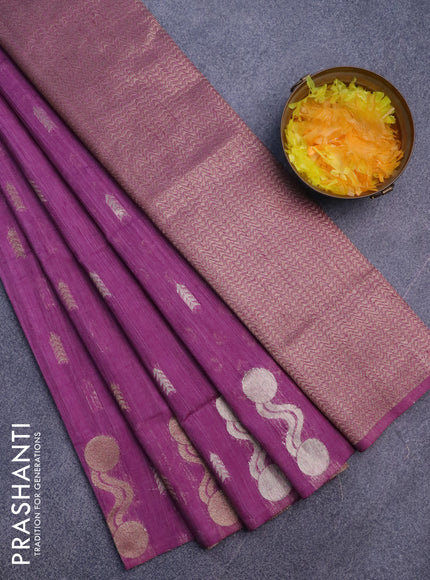 Banarasi semi matka silk saree lavender shade with zari woven buttas and zari woven border