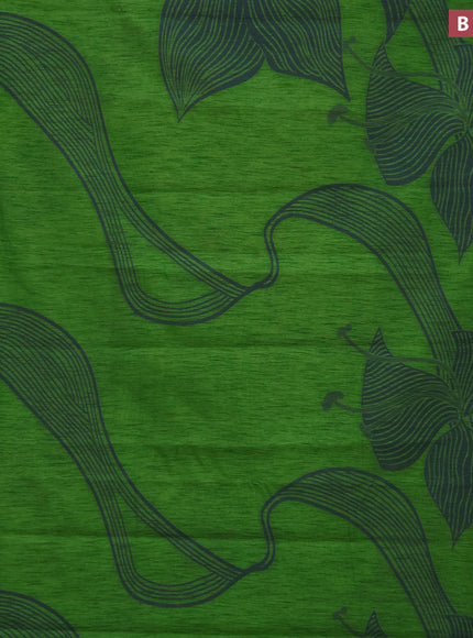 Banarasi semi matka silk saree green and dark blue with allover thread weaves in borderless style