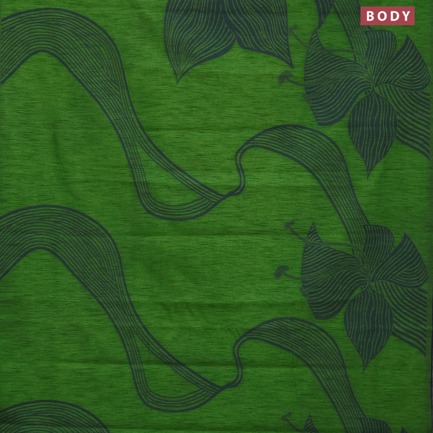 Banarasi semi matka silk saree green and dark blue with allover thread weaves in borderless style