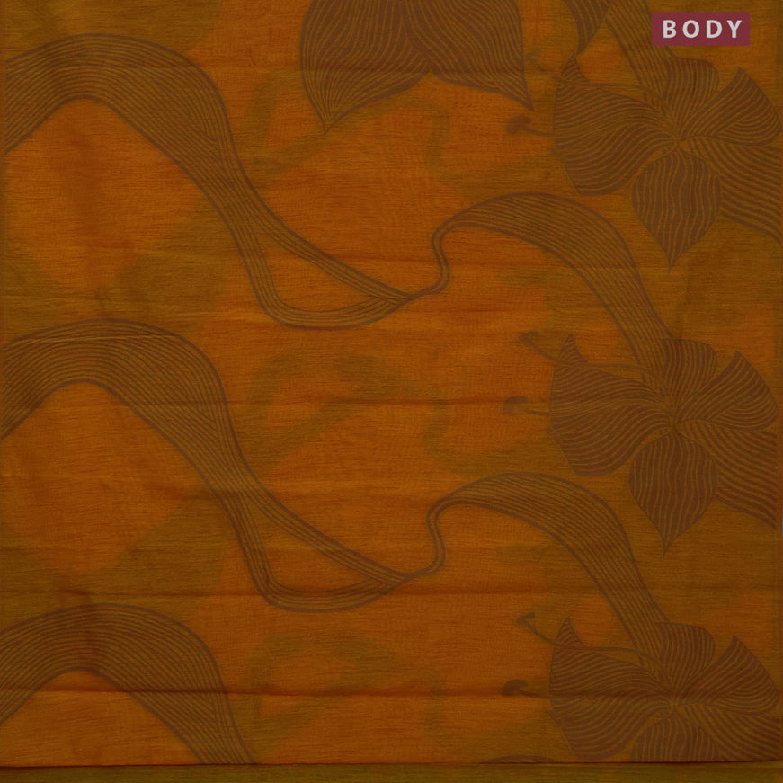 Banarasi semi matka silk saree mustard yellow and brown with allover thread weaves in borderless style